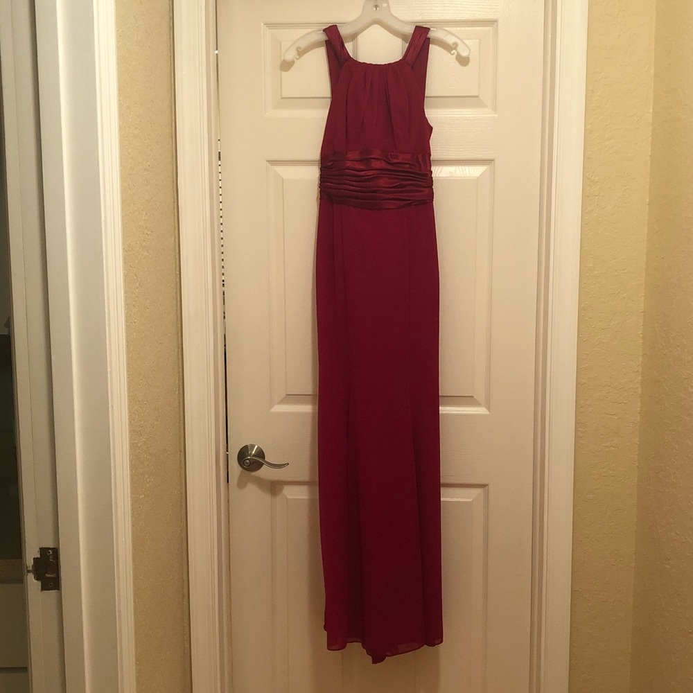 David’s Bridal long red gown
